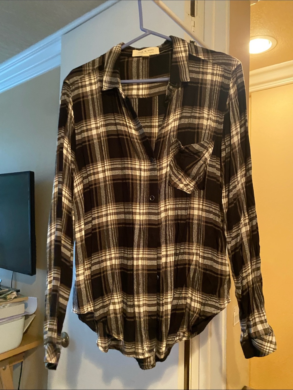cloth & stone Black and White Plaid Button-Down Shirt